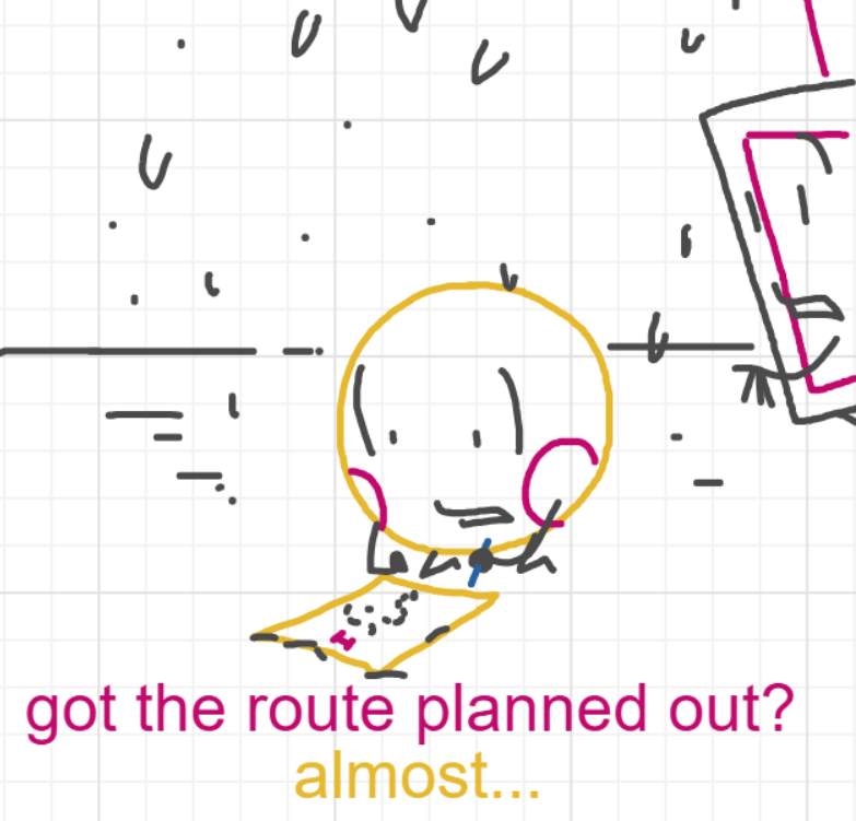 A panel from I've Been Everywhere, Man, episode nine of the Board Boards object show by Furretwalk/WalkingFurret.